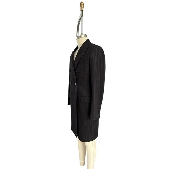 ALLSAINTS Brock Pinstripe Black Cotton Blend Men's Long Coat, sz 34
